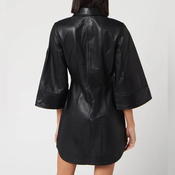 leather dress size 16 See My Curves Halter Leather Mini Dress